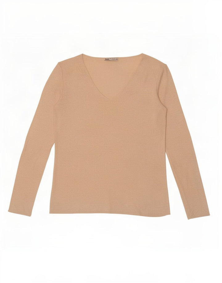 Zara Femme Top Manches Longues UK 16 Large Beige