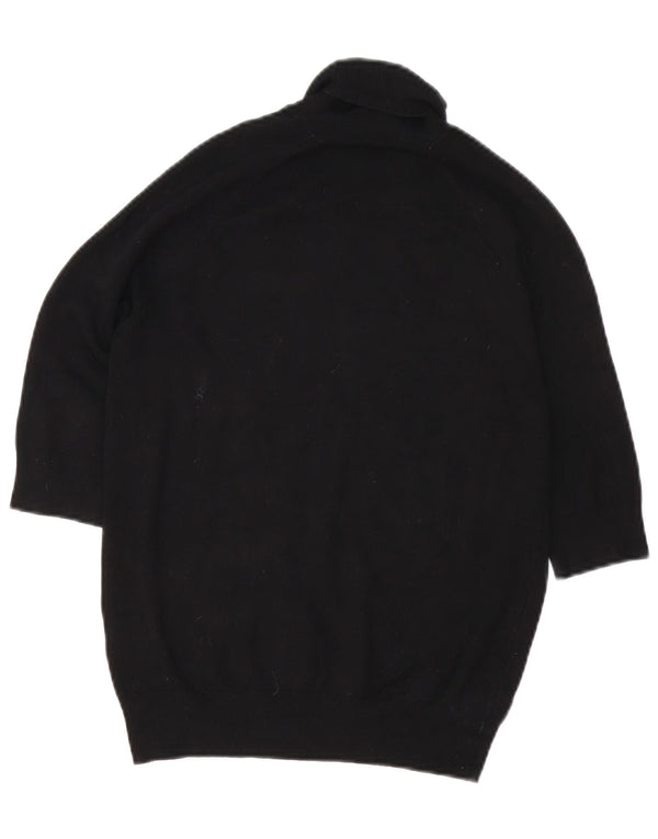 Zara Pull à manches 3/4 et col roulé pour femme UK 12 Viscose noir moyen