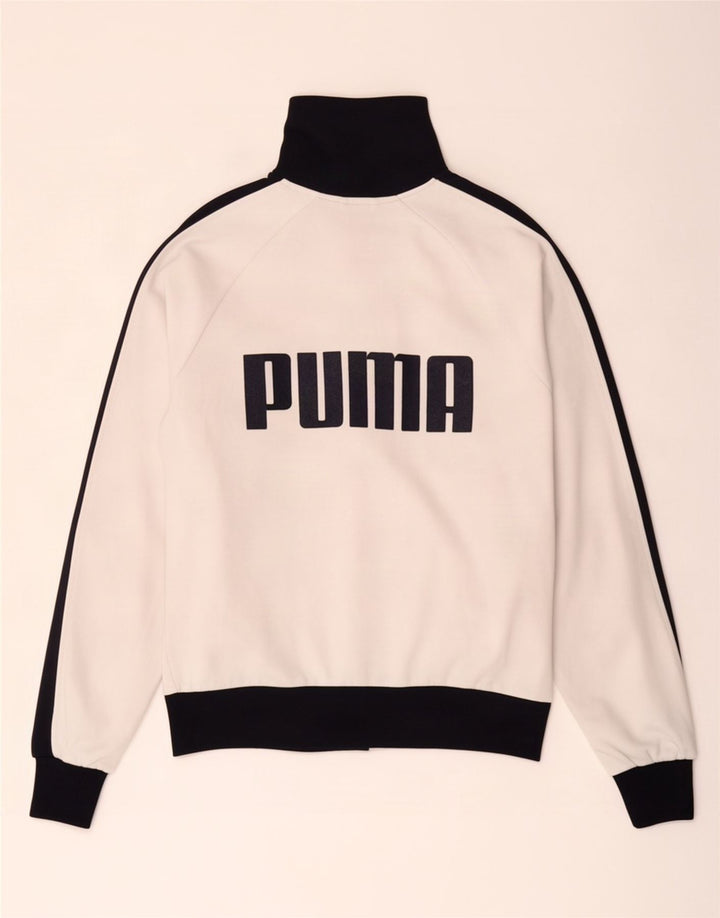 Puma Veste de survêtement graphique pour homme en polyester color block blanc moyen
