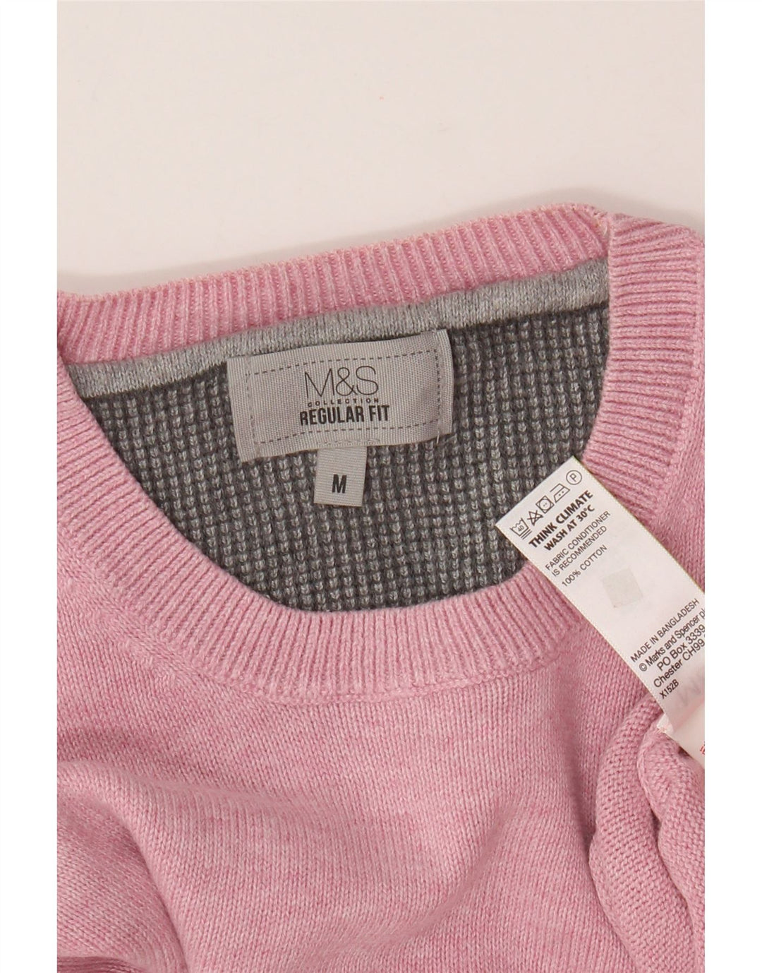 Marks & Spencer Pull Col Rond Regular Fit Homme Rose Moyen