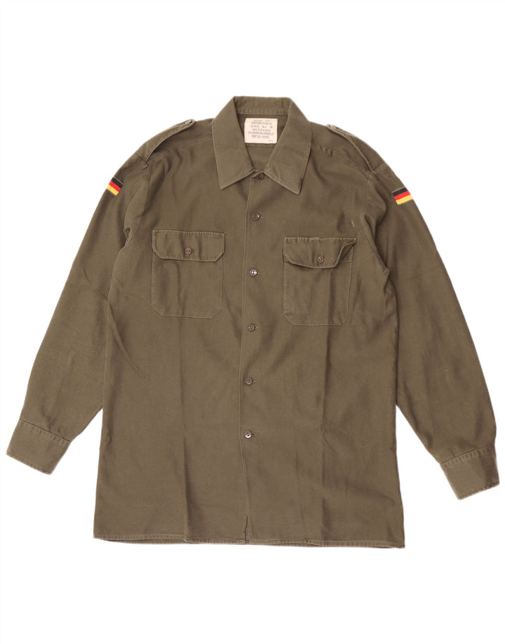 chemise militaire vintage pour hommes taille 41/42 grand polyester kaki