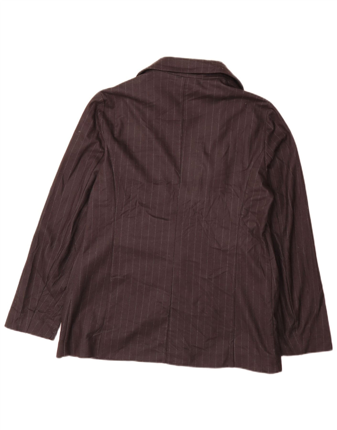 Benetton Veste Blazer 1 Bouton Femme UK 12 Moyen Noir Rayé Classique