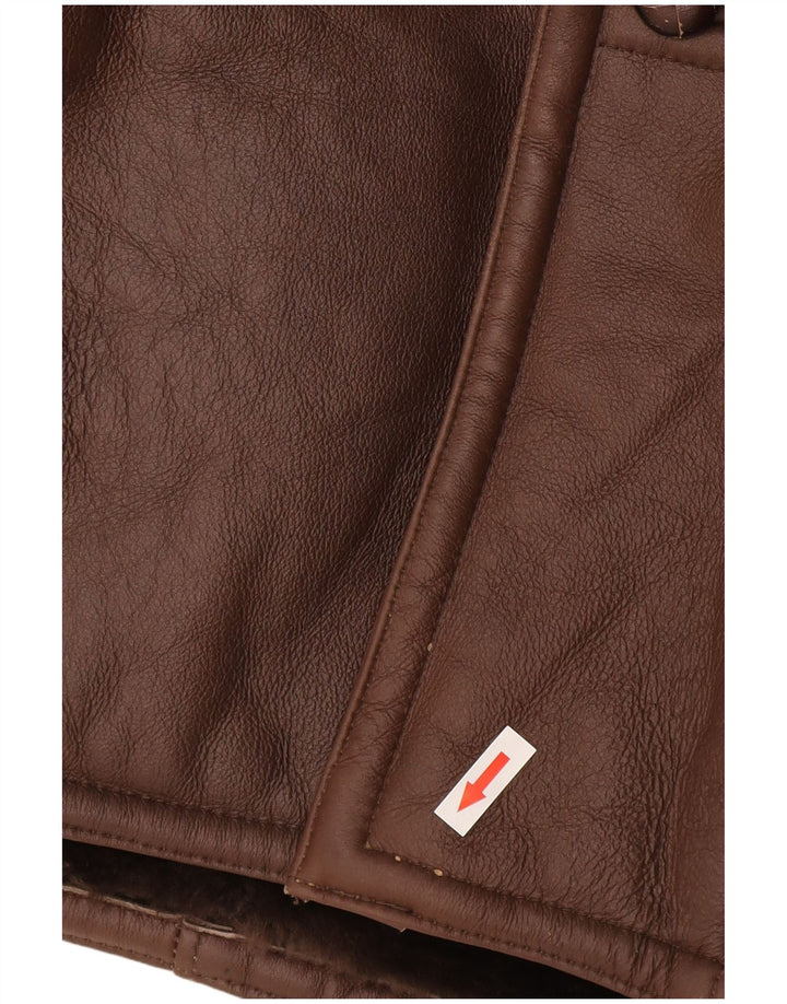 veste en peau de mouton homme vintage IT 50 Grande peau de mouton marron