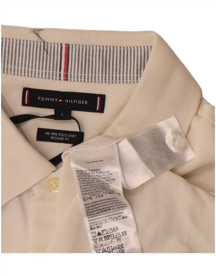 TOMMY HILFIGER Polo à manches longues coupe classique pour homme Large blanc cassé