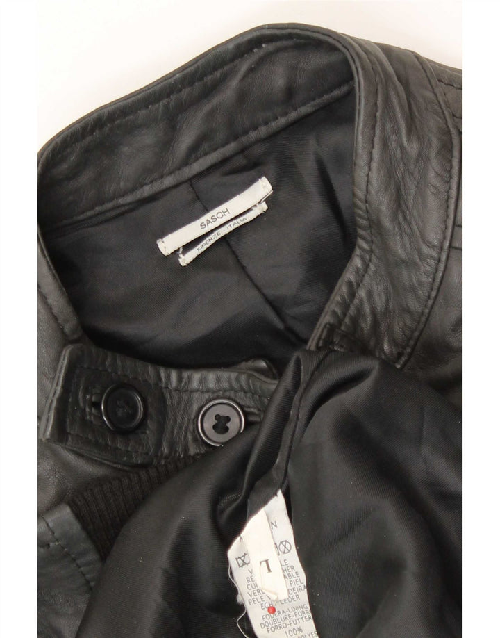 Sasch Veste en cuir militaire pour homme UK 40 Large Noir