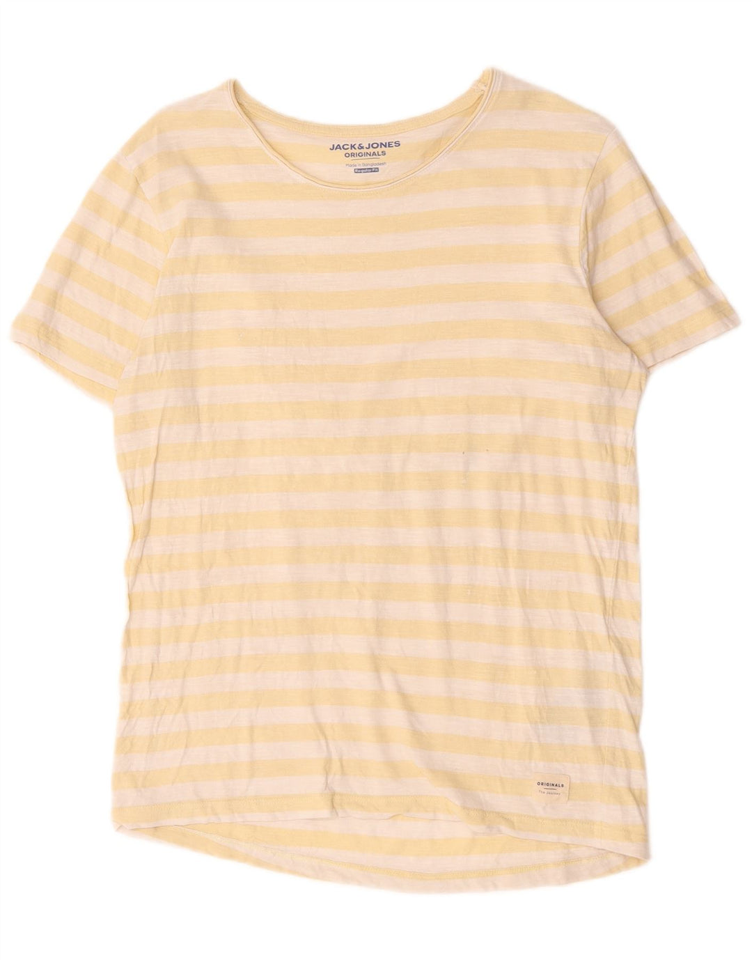 Jack & Jones T-Shirt Top Coton Rayé Jaune Moyen Homme