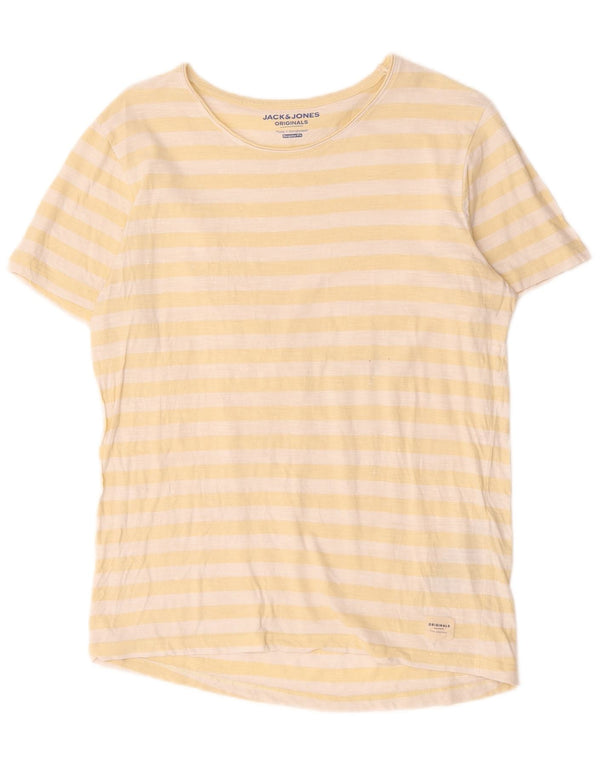 Jack & Jones T-Shirt Top Coton Rayé Jaune Moyen Homme