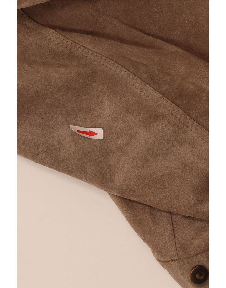 Veste Bomber En Daim Vintage Homme IT 52 XL Cuir Marron