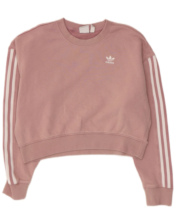 ADIDAS Sweat-shirt court surdimensionné pour femme UK 10 Petit coton rose
