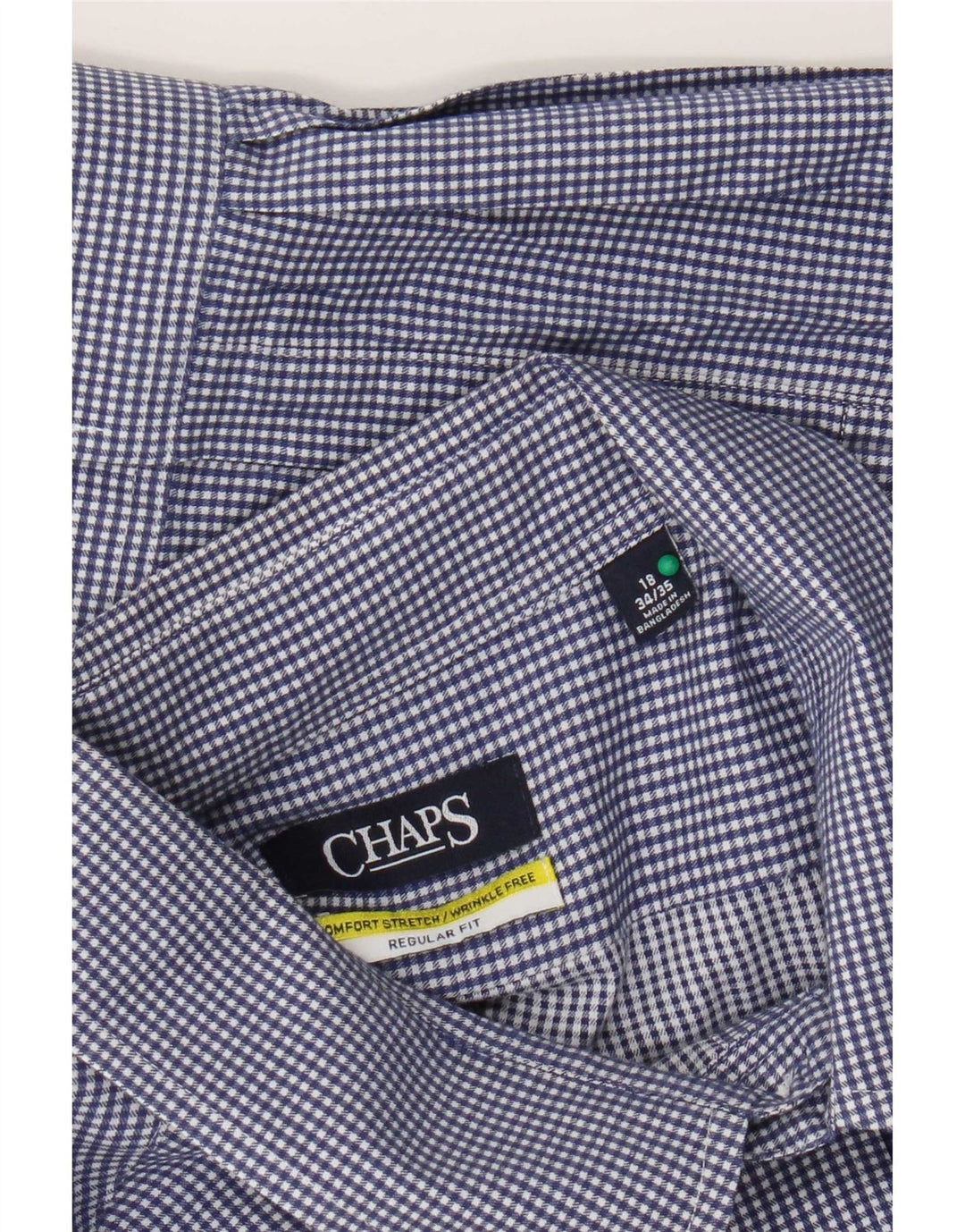 Chaps Chemise coupe régulière pour hommes Taille 18 2XL Coton vichy bleu