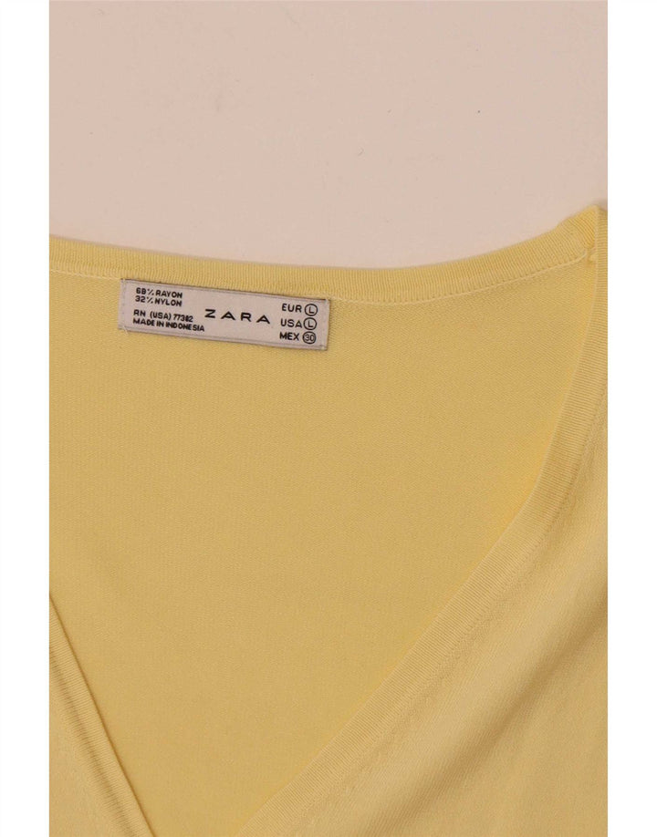 Zara Cardigan Femme Pull UK 14 Large Jaune