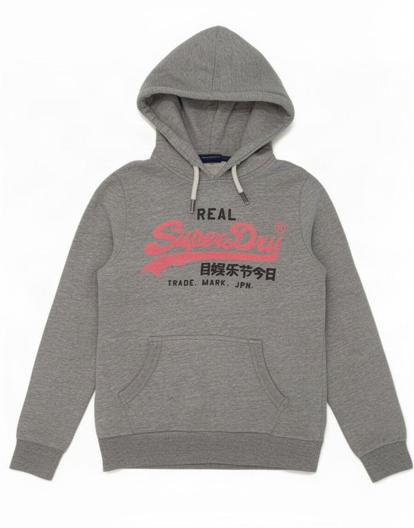 Superdry Pull à capuche graphique pour femme UK 8 Small Gris Coton