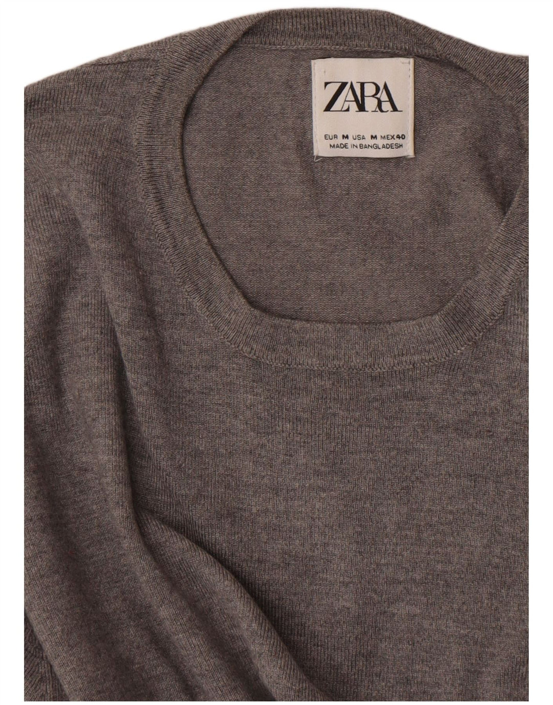 Zara Pull Col Ras Du Cou Homme Gris Moyen