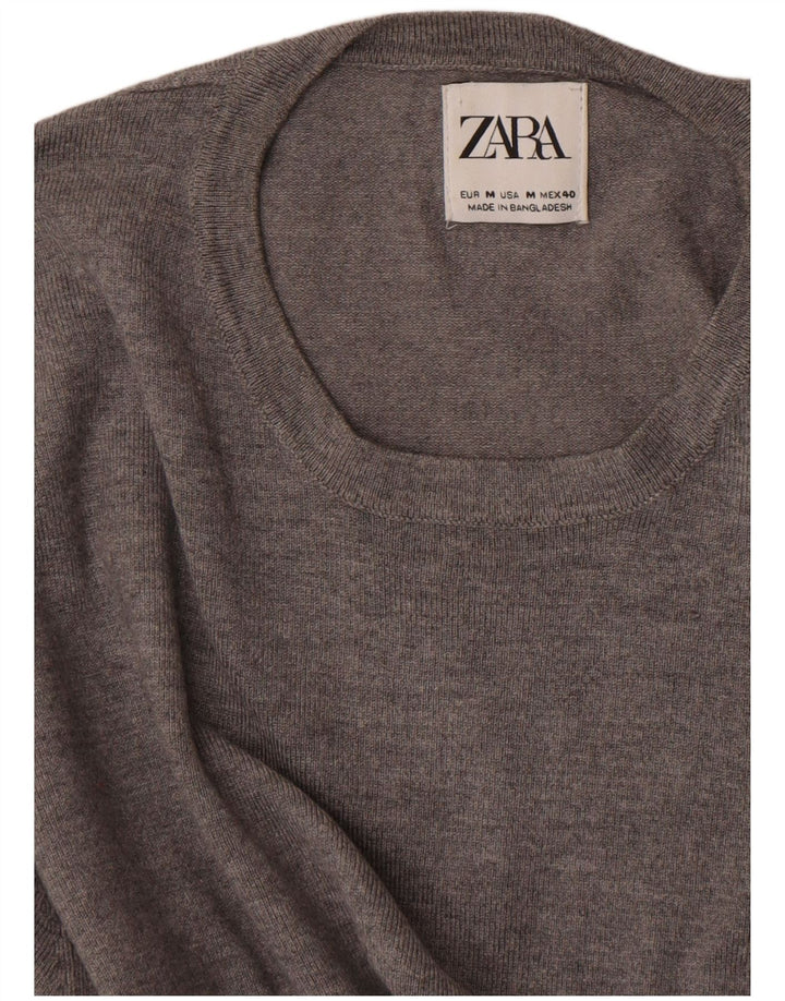 Zara Pull Col Ras Du Cou Homme Gris Moyen
