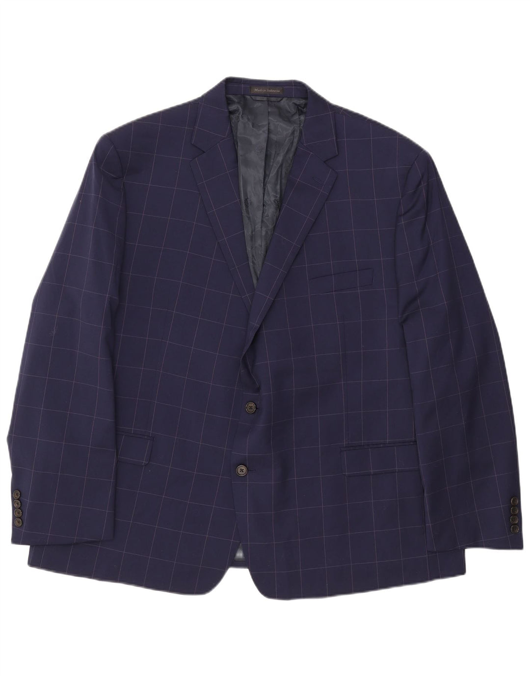 Ralph Lauren Veste blazer à 2 boutons pour homme IT 52 en laine à carreaux bleu marine