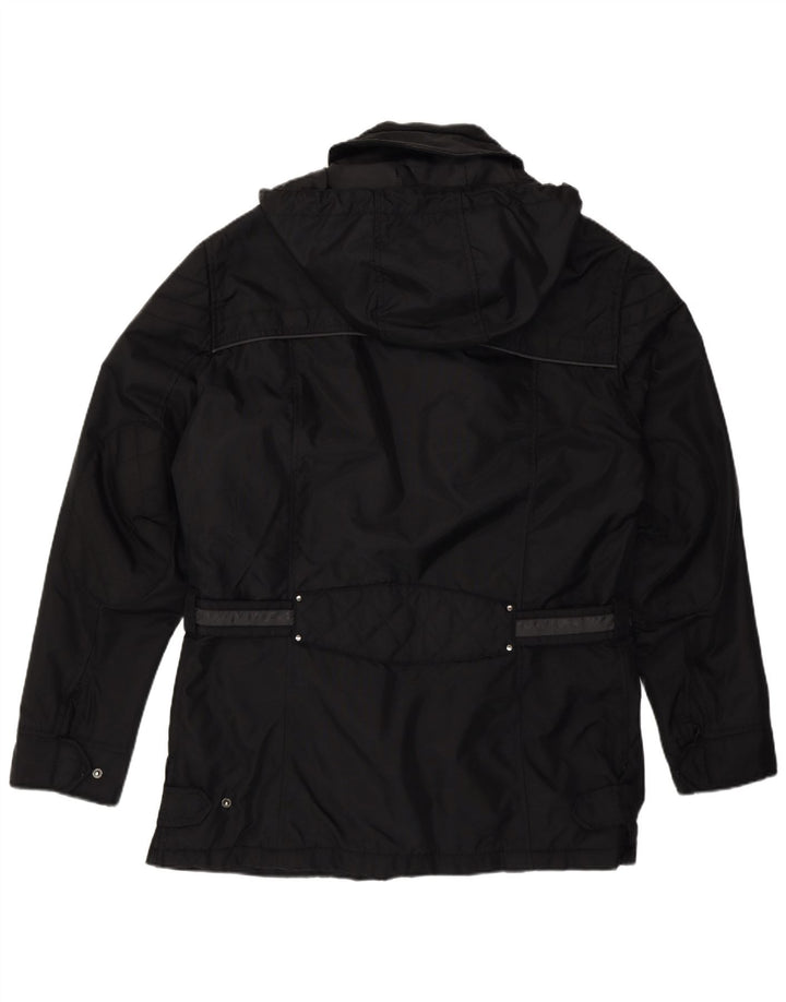 Piero Guidi Veste utilitaire à capuche pour homme UK 40 Large Noir Nylon