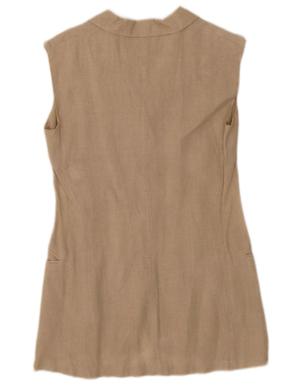 Max Mara Veste blazer sans manches à 3 boutons pour femme UK 10 Petit lin beige
