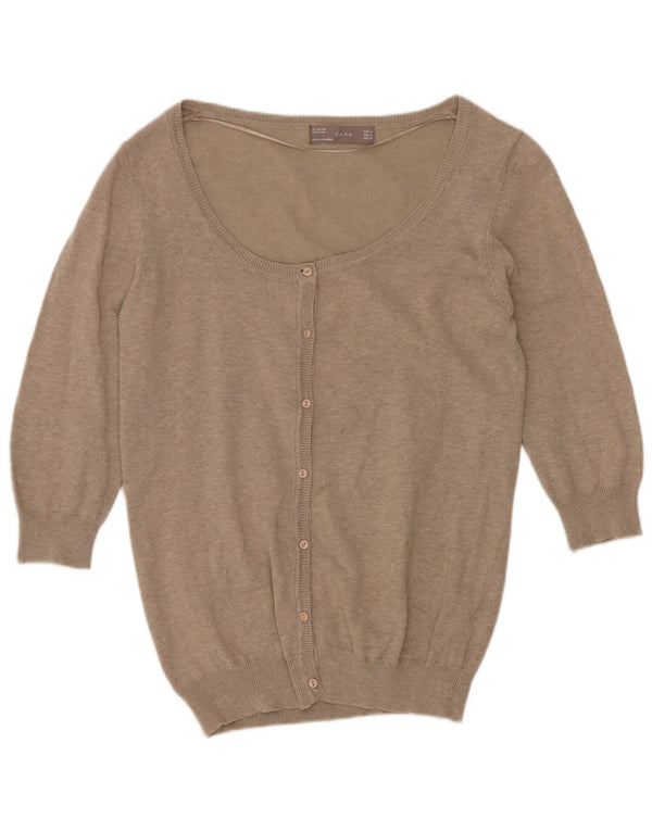 Zara Cardigan à manches 3/4 pour femme UK 14 Large Beige