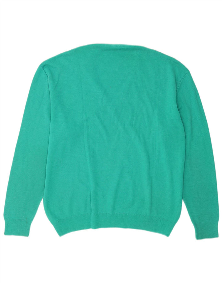 vintage Mens V-Col Jumper Pull Grande Laine Turquoise