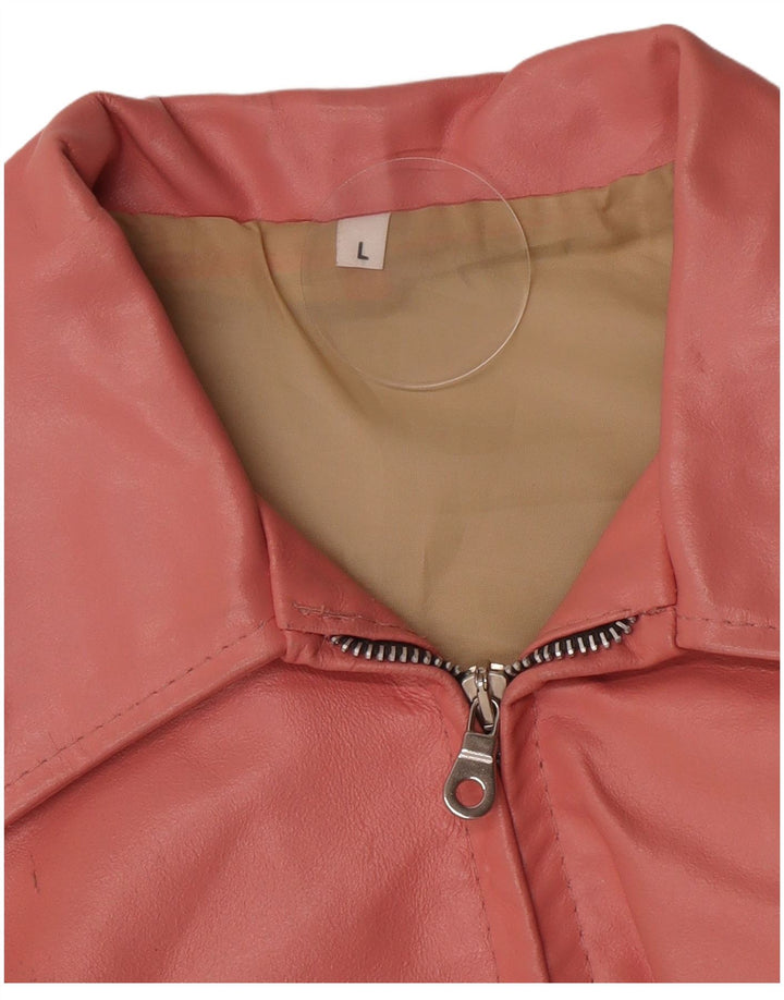 veste en cuir femme vintage UK 14 Grand Rose