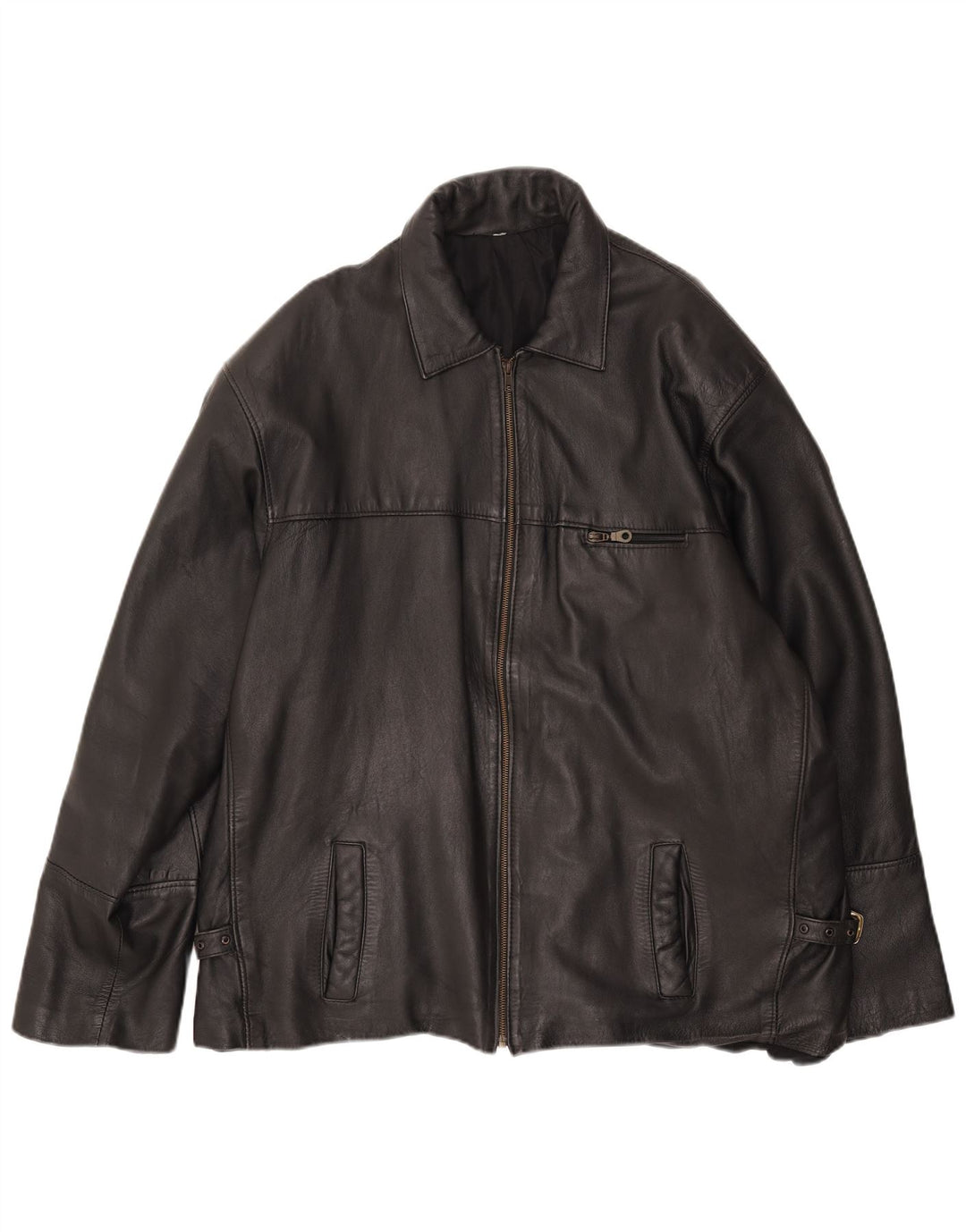 veste en cuir homme vintage UK 44 2XL Noir