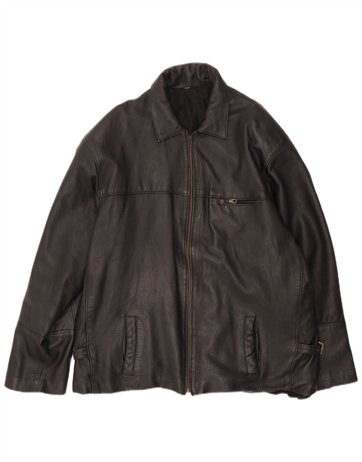 veste en cuir homme vintage UK 44 2XL Noir