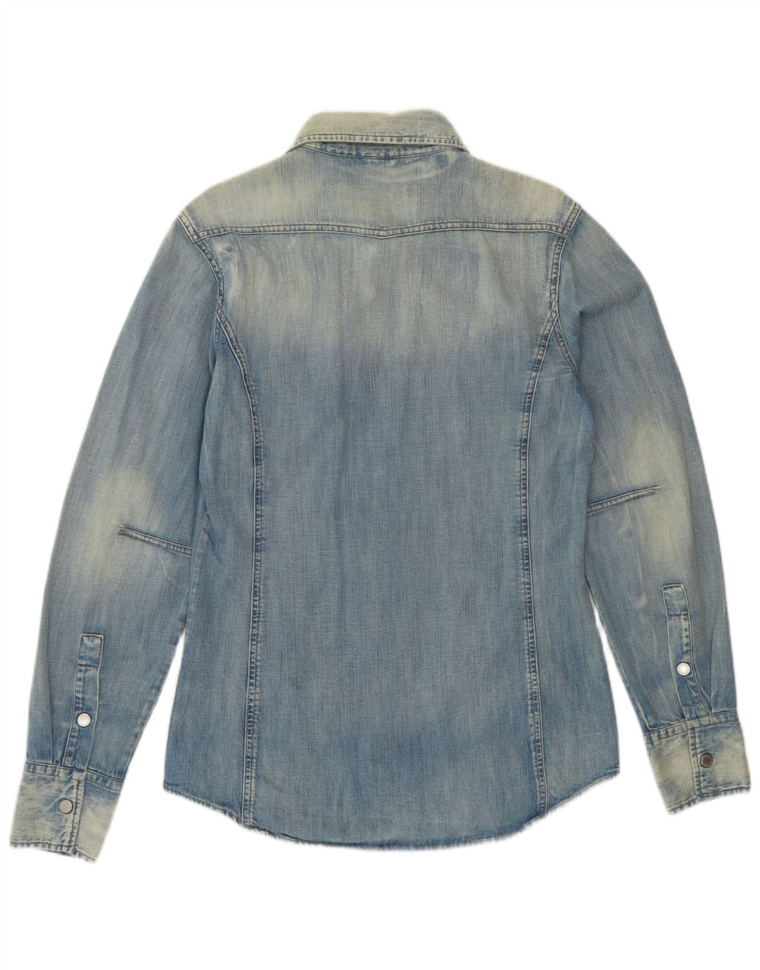 BENETTON Chemise en Jean Délavé à l'Acide Homme Bleu Moyen Coton