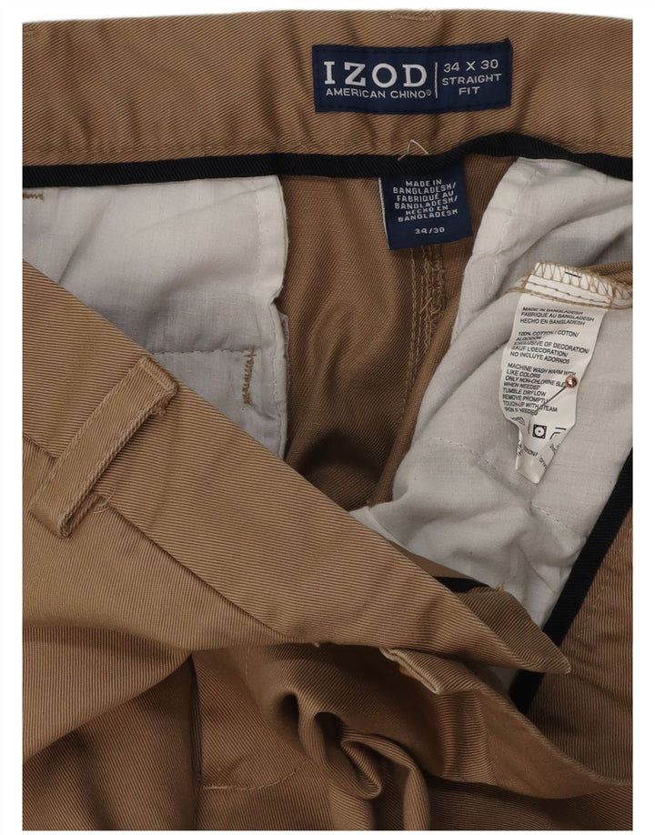 IZOD Pantalon Chino Droit Homme W3 L30 Marron Coton