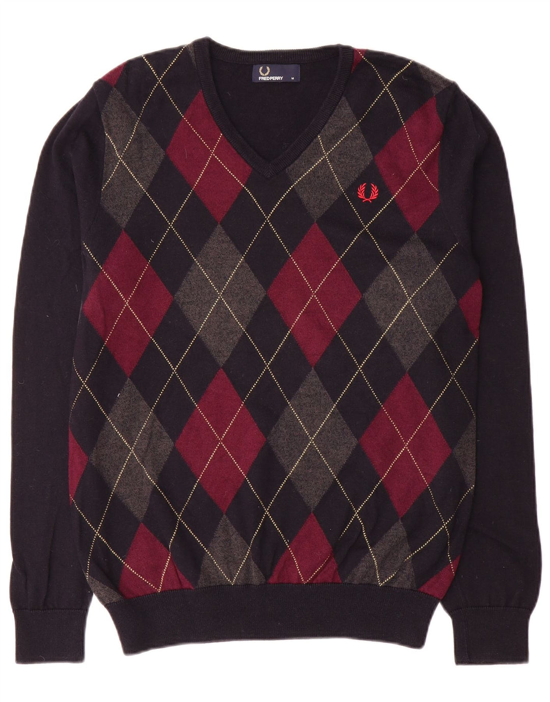 Fred Perry Pull col V Homme Bleu Marine Moyen Argyle/Diamant