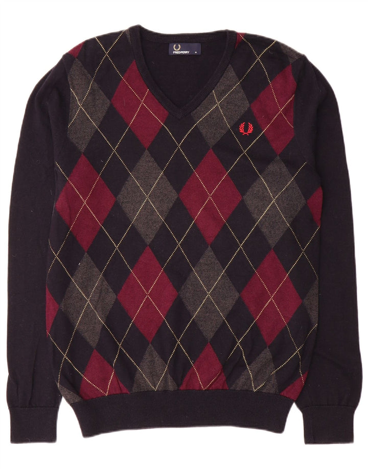 Fred Perry Pull col V Homme Bleu Marine Moyen Argyle/Diamant