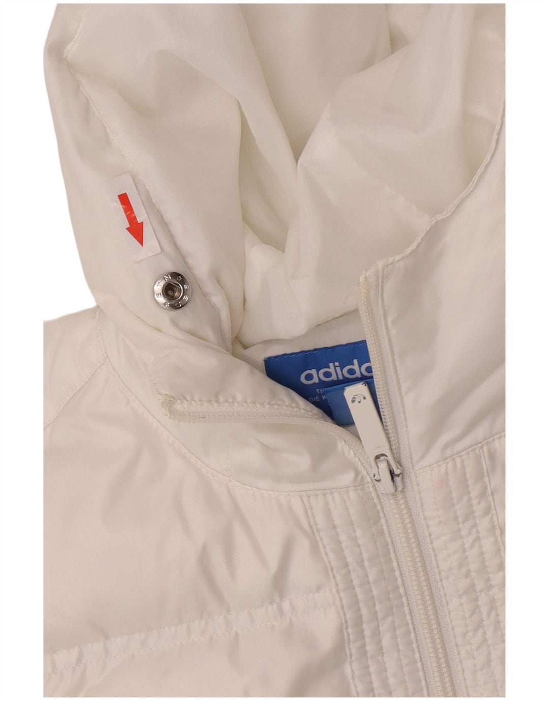 Adidas Manteau rembourré surdimensionné à capuche pour femme UK 6 XS Blanc Polyester