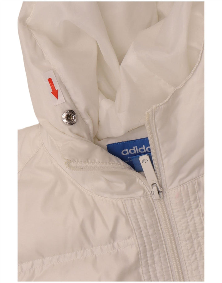 Adidas Manteau rembourré surdimensionné à capuche pour femme UK 6 XS Blanc Polyester