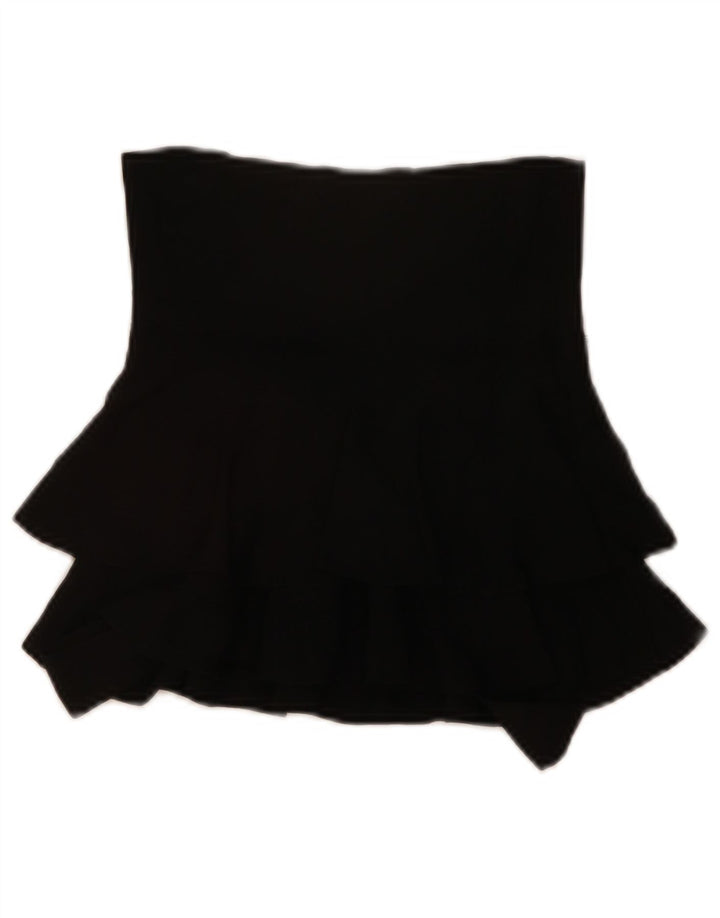 ZARA Femme Mini Jupe À Volants Petit W28 Noir Viscose