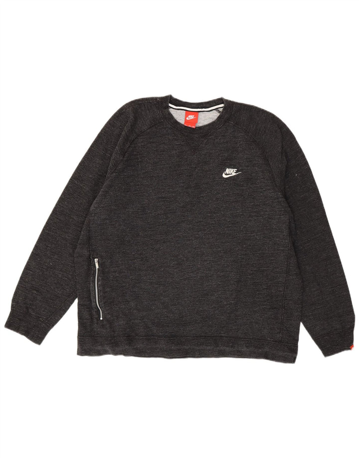 Nike Sweat-shirt pour homme en coton moucheté gris 2XL