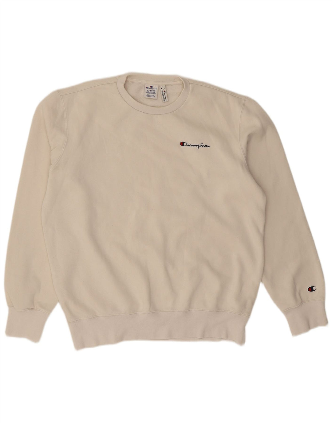 Champion Mens Sweatshirt Jumper XL Off White Cotton