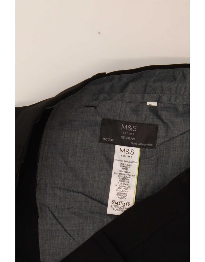 Marks & Spencer Pantalon de costume classique pour homme W40 L31 Noir Polyester