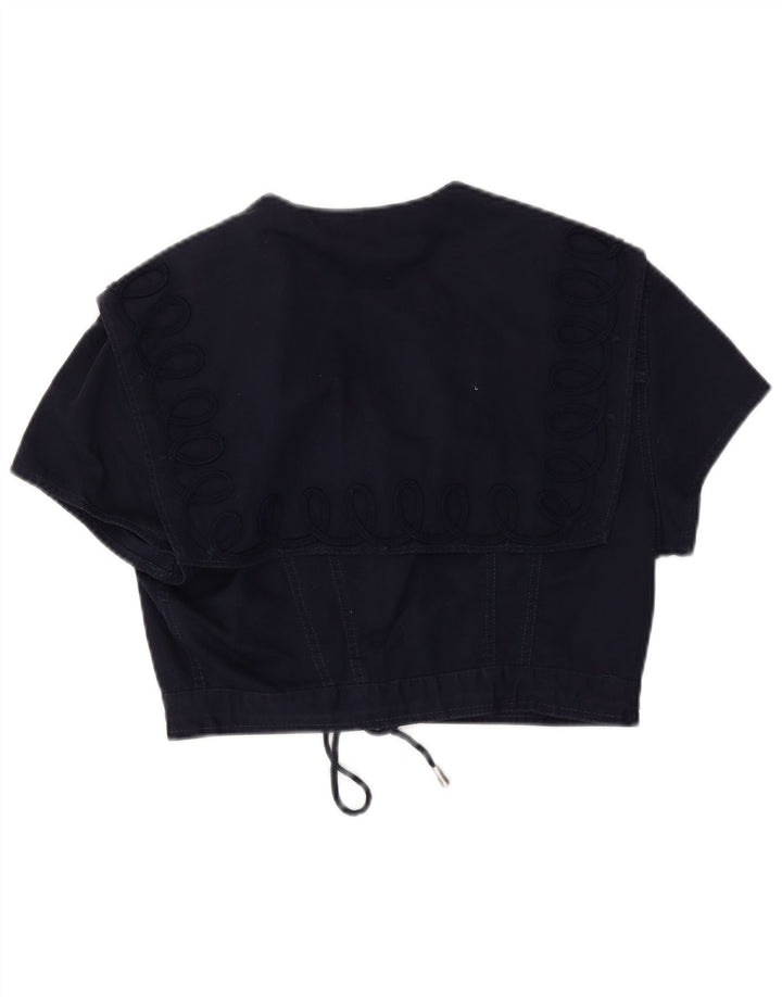 Roccobarocco Veste boléro courte à manches courtes pour femme UK 14 Bleu marine moyen