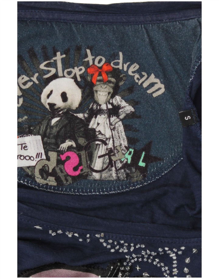 Desigual Chemisier à motif abstrait pour femme UK 10 Small Bleu marine