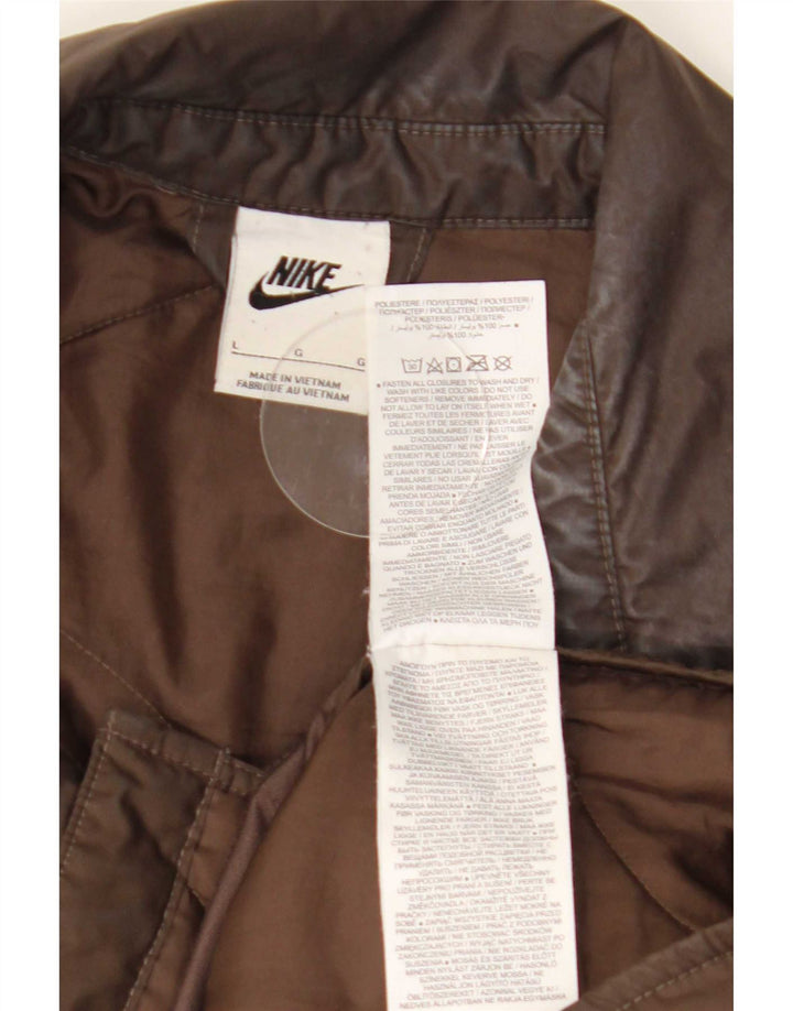 Nike Veste matelassée surdimensionnée pour femme UK 16 Large Marron Polyester