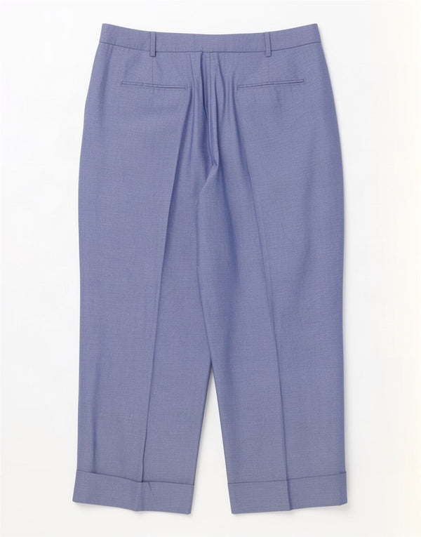Marks & Spencer Pantalon de costume large pour femme UK 18 XL W38 L27 Lin bleu