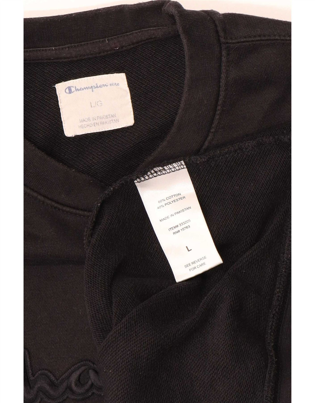 Champion Sweat-shirt graphique pour homme en coton noir Taille L