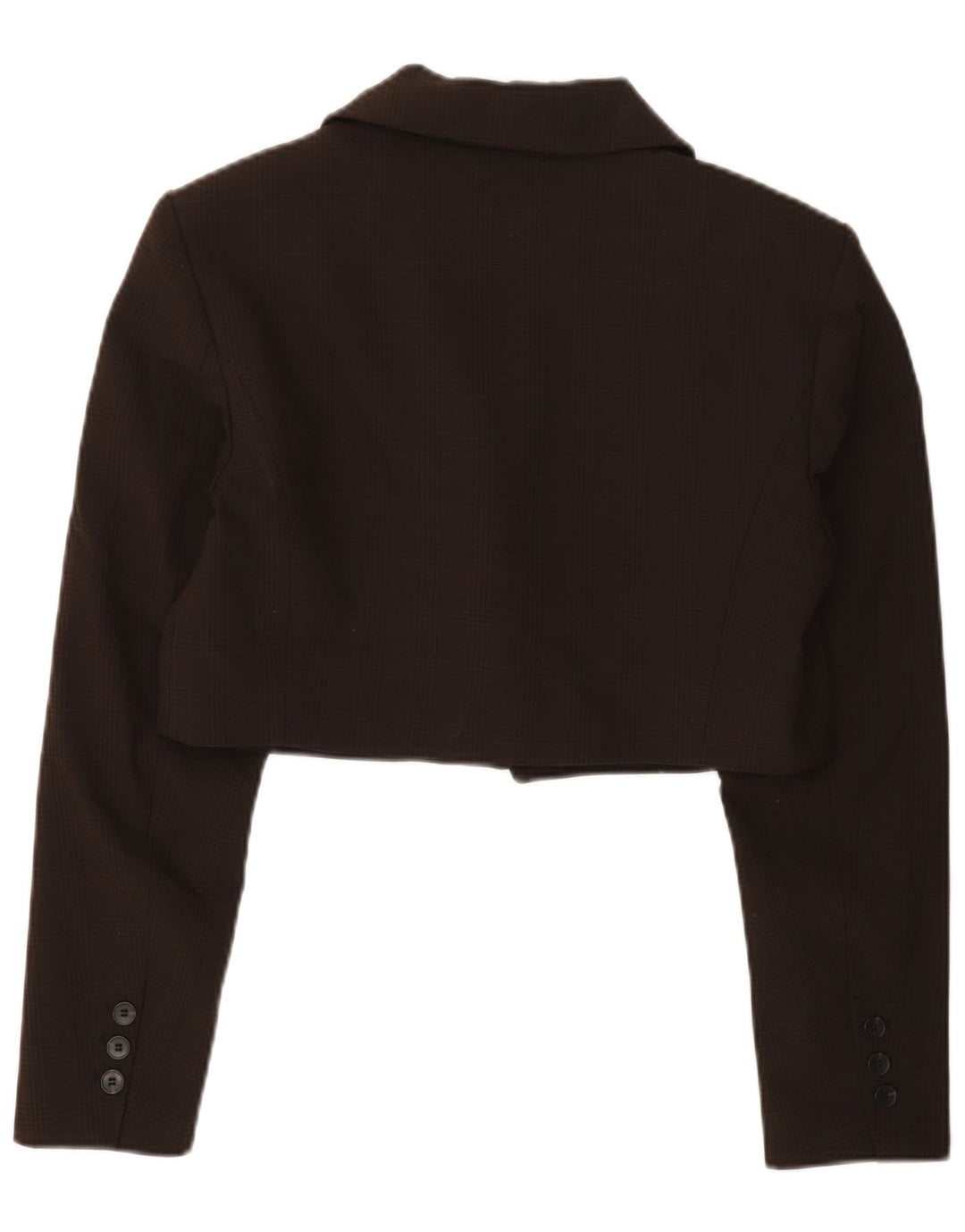 Zara Womens Crop 1 Button Blazer Jacket UK 16 Grand Marron à Carreaux Polyester