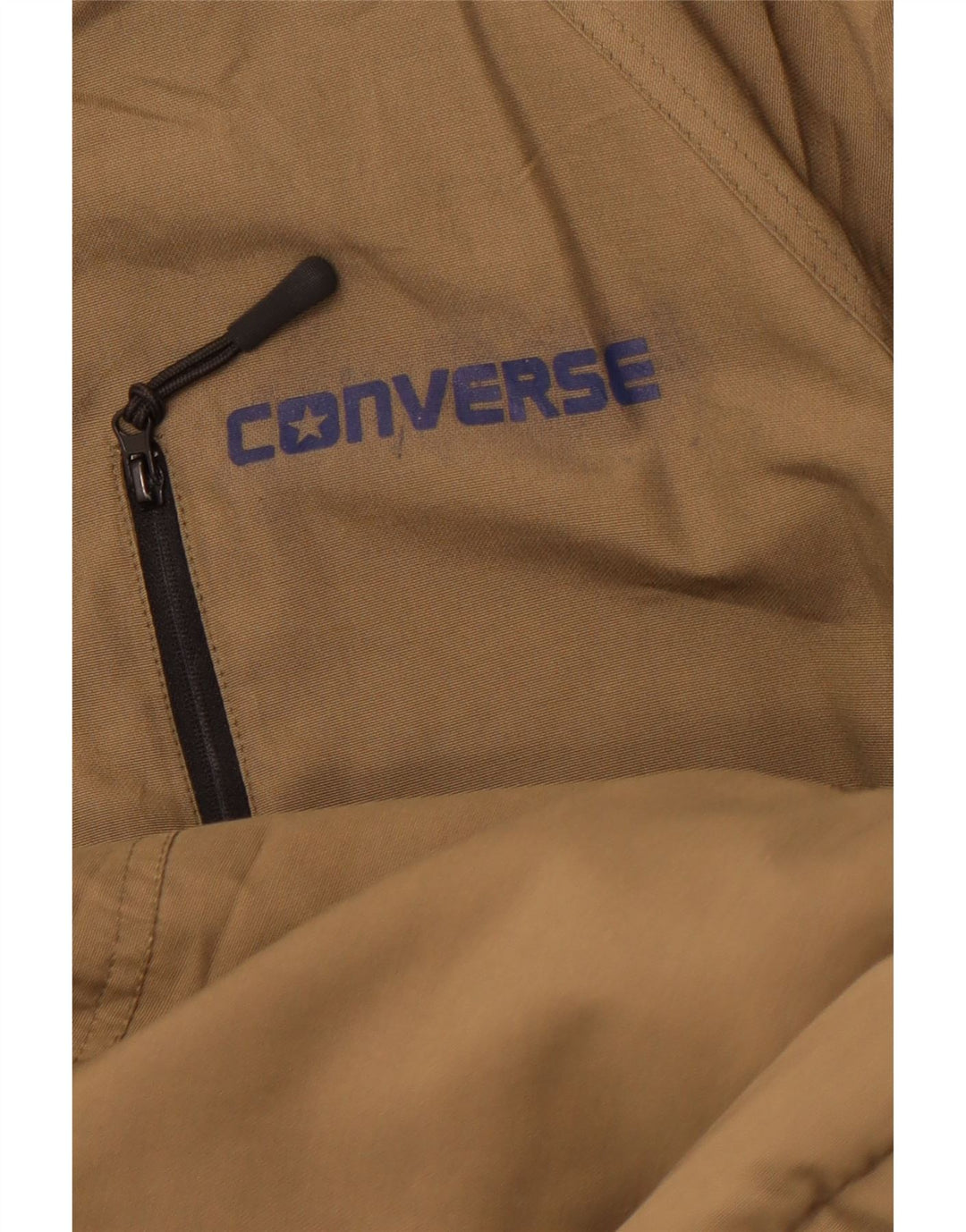 CONVERSE Veste coupe-vent à capuche pour homme UK 36 Petit coton kaki