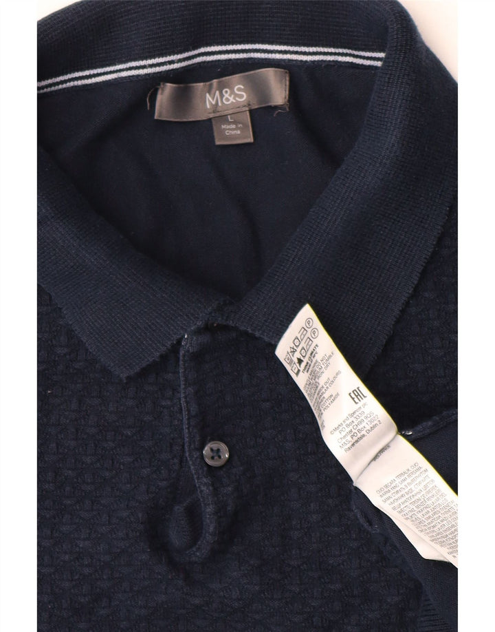 MARKS & SPENCER Pull col roulé pour homme en coton bleu marine Taille L