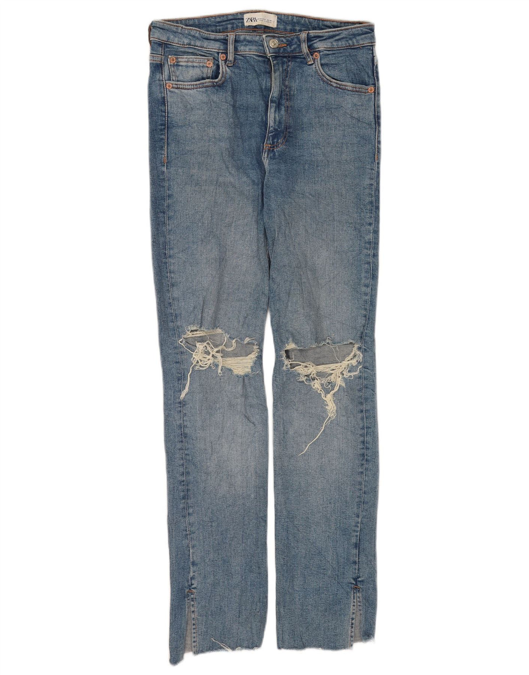 Zara Jean slim vieilli pour femme EU 40 Medium W30 L31 Bleu Coton