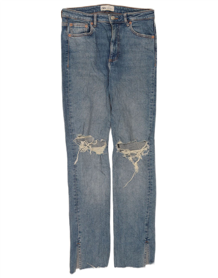 Zara Jean slim vieilli pour femme EU 40 Medium W30 L31 Bleu Coton