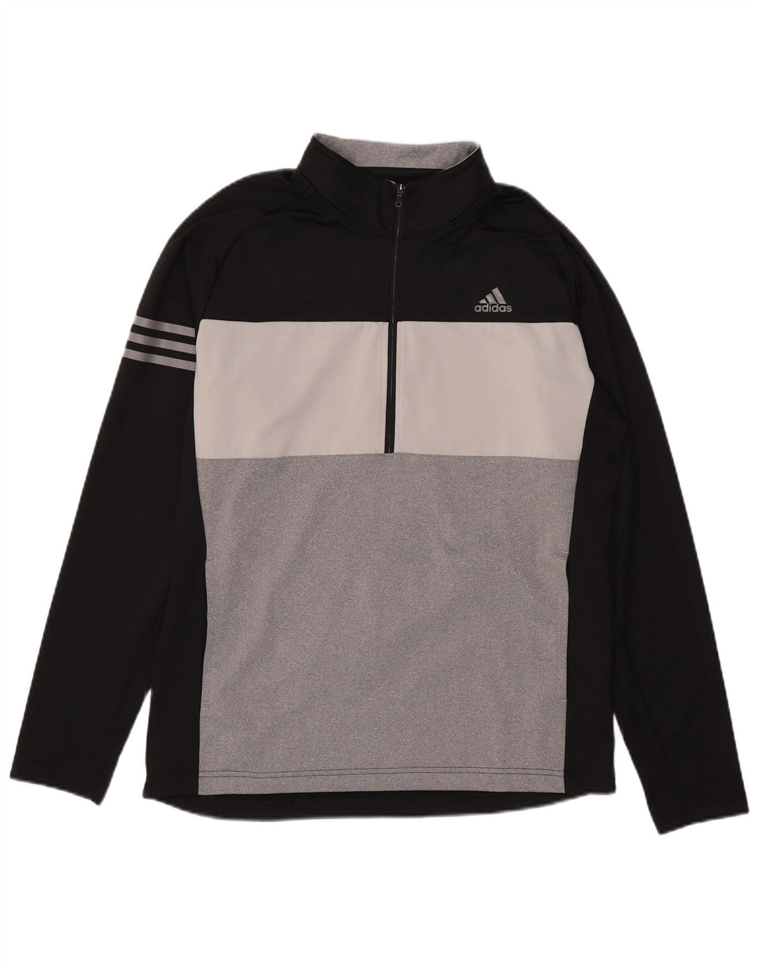 Adidas Haut de survêtement à col zippé pour homme Noir moyen Colourblock