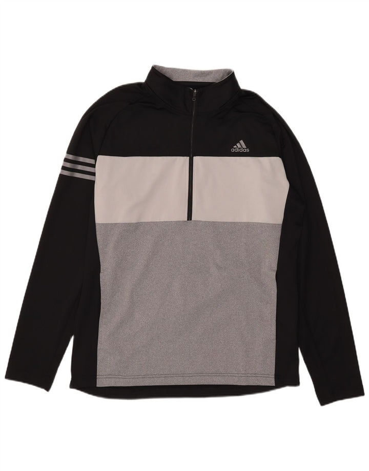Adidas Haut de survêtement à col zippé pour homme Noir moyen Colourblock