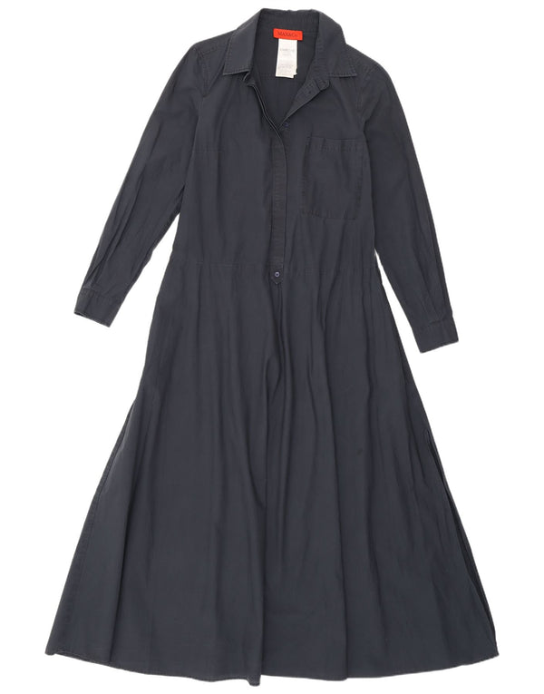 Max & Co. Robe chemise maxi à manches longues pour femme UK 8 Small Bleu marine