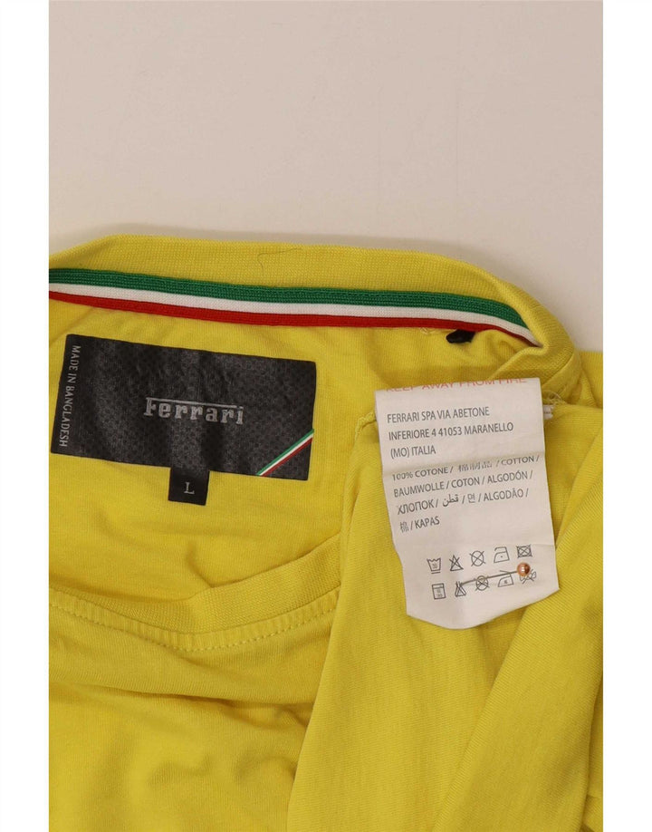 Ferrari T-Shirt Homme Haut Large Jaune Coton